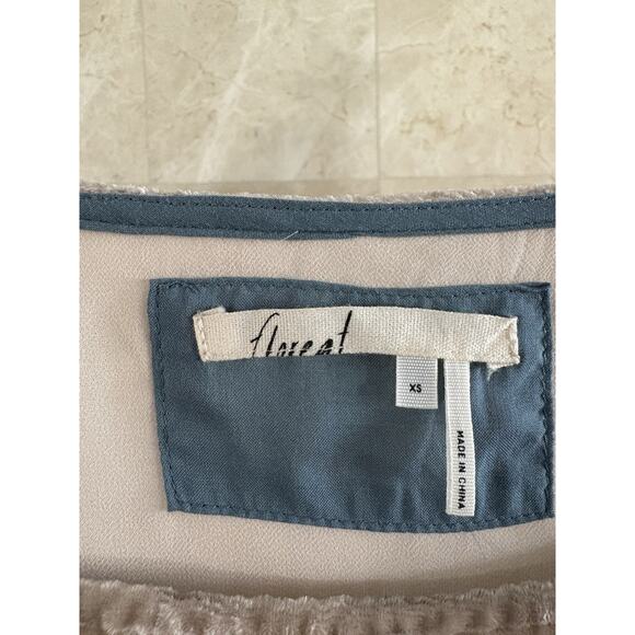 Anthropologie Floreat Crushed Velvet Mini Dress - XS Beige Holiday Cottage Party - Picture 15 of 15